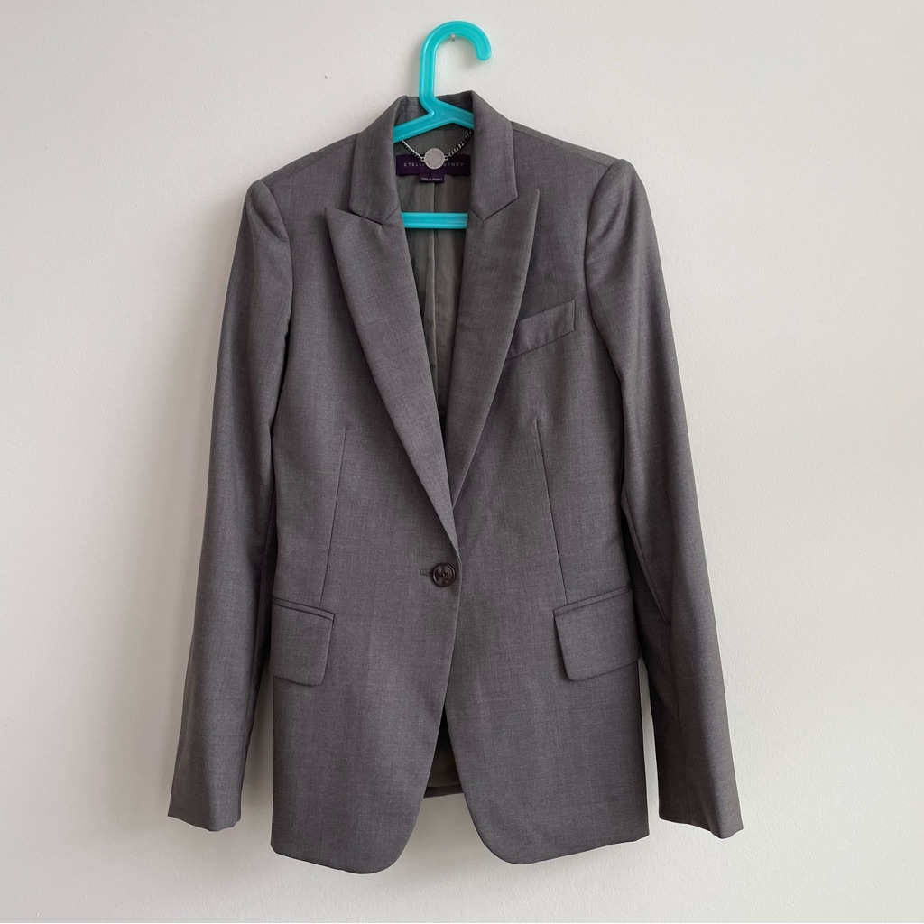 Stella Mccartney Gray 100% Wool Tailored Blazer - Size Xs